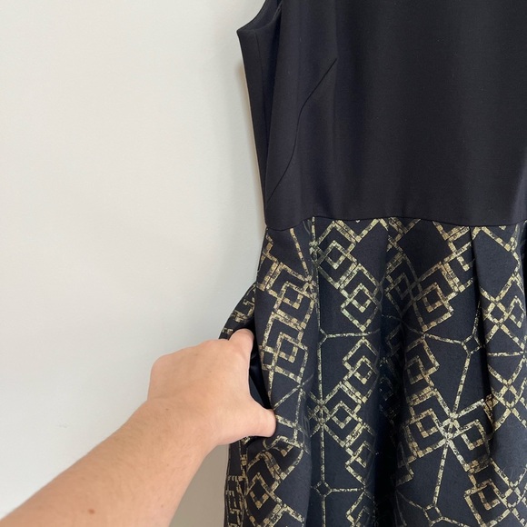 Ted Baker London Flamie Jacquard Ballerina Black Gold Midi Sleeveless Dress, 6 - Picture 8 of 12